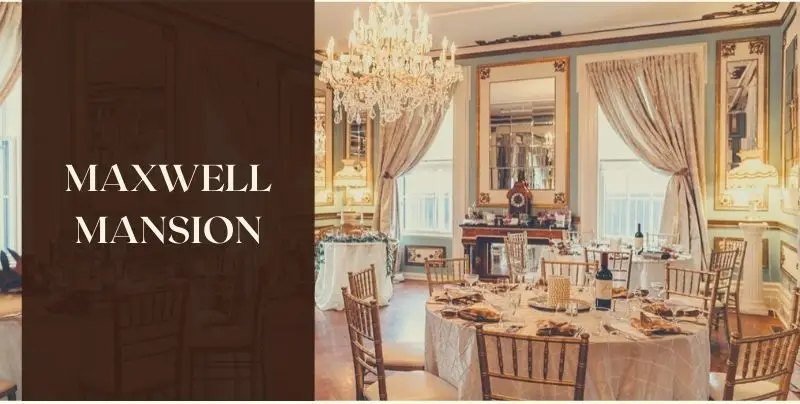 Maxwell Mansion chandilier ballroom in Lake Geneva