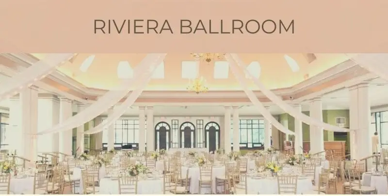 Historic Riviera Ballroom wedding reception setup in a Lake Geneva wedding venue