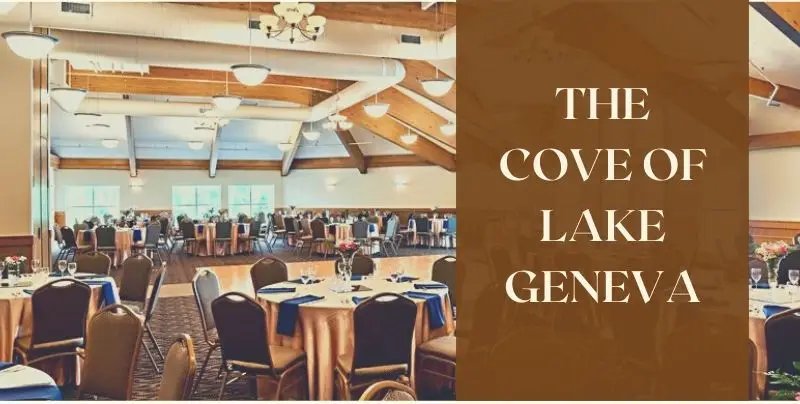 The Cove of Lake Geneva wedding reception setup with vaulted ceilings and natural light