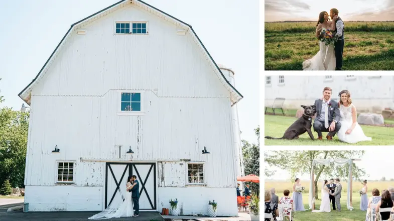 Outdoor ceremony space at a beautiful barn wedding venue in Northern Illinois.