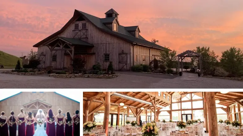 Elegant decor inside barn wedding venues in Northern Illinois.