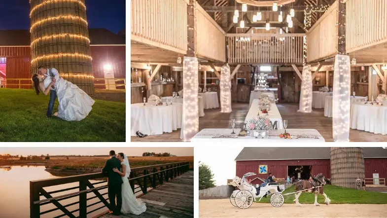 Picturesque farmland surrounding barn wedding venues in Northern Illinois.