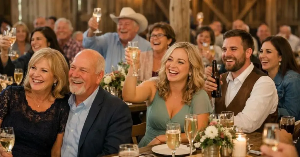 Guests enjoying dinner at Lake Geneva wedding reception.