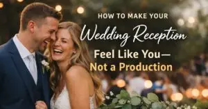Bride and groom laughing during wedding reception in Chicago suburbs